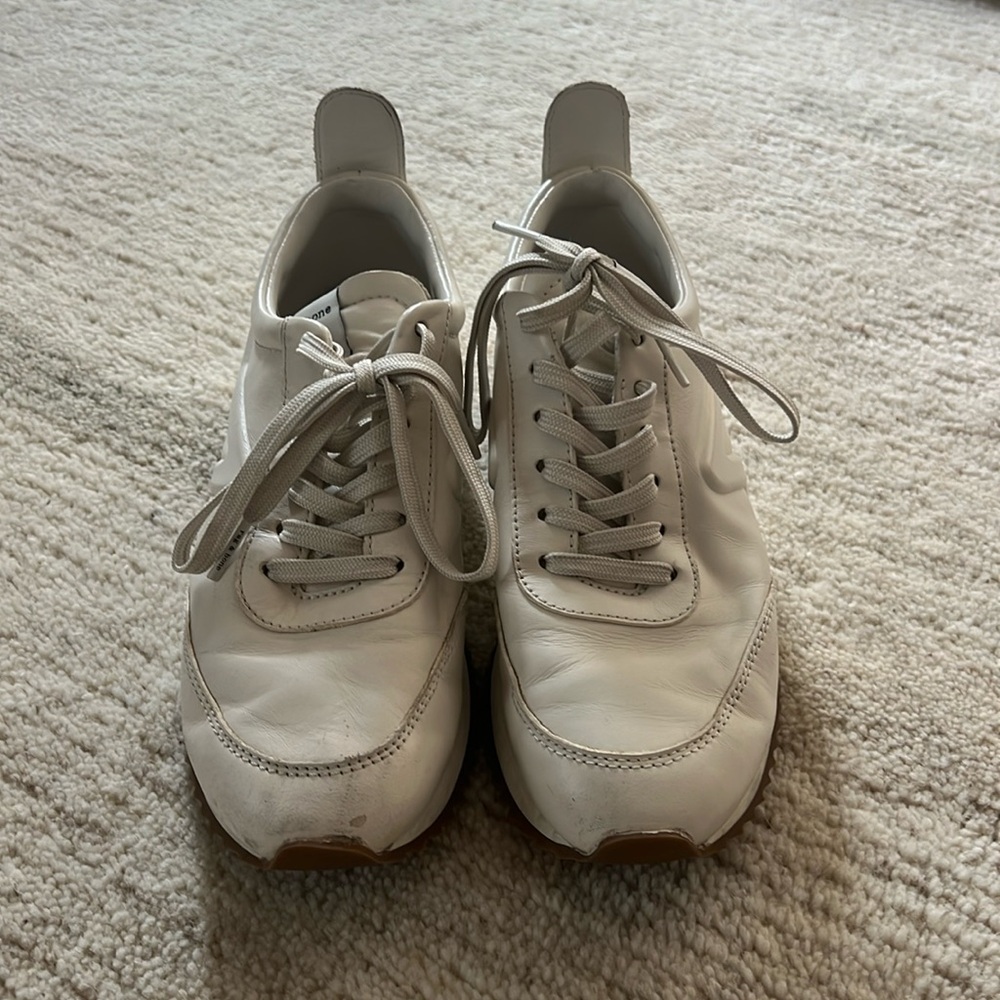 White leather Rag and Bone Retro Runner shoes